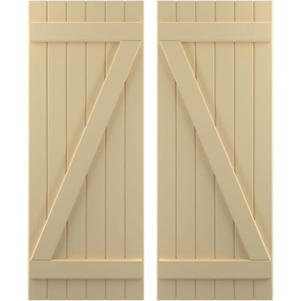 Ekena Millwork Americraft 6-Board (2 Batten) Wood Joined Board-n-Batten Shutters w/ Z-Bar, ARW102BB621X77NTH, PR ARW102BB621X77NTH - main